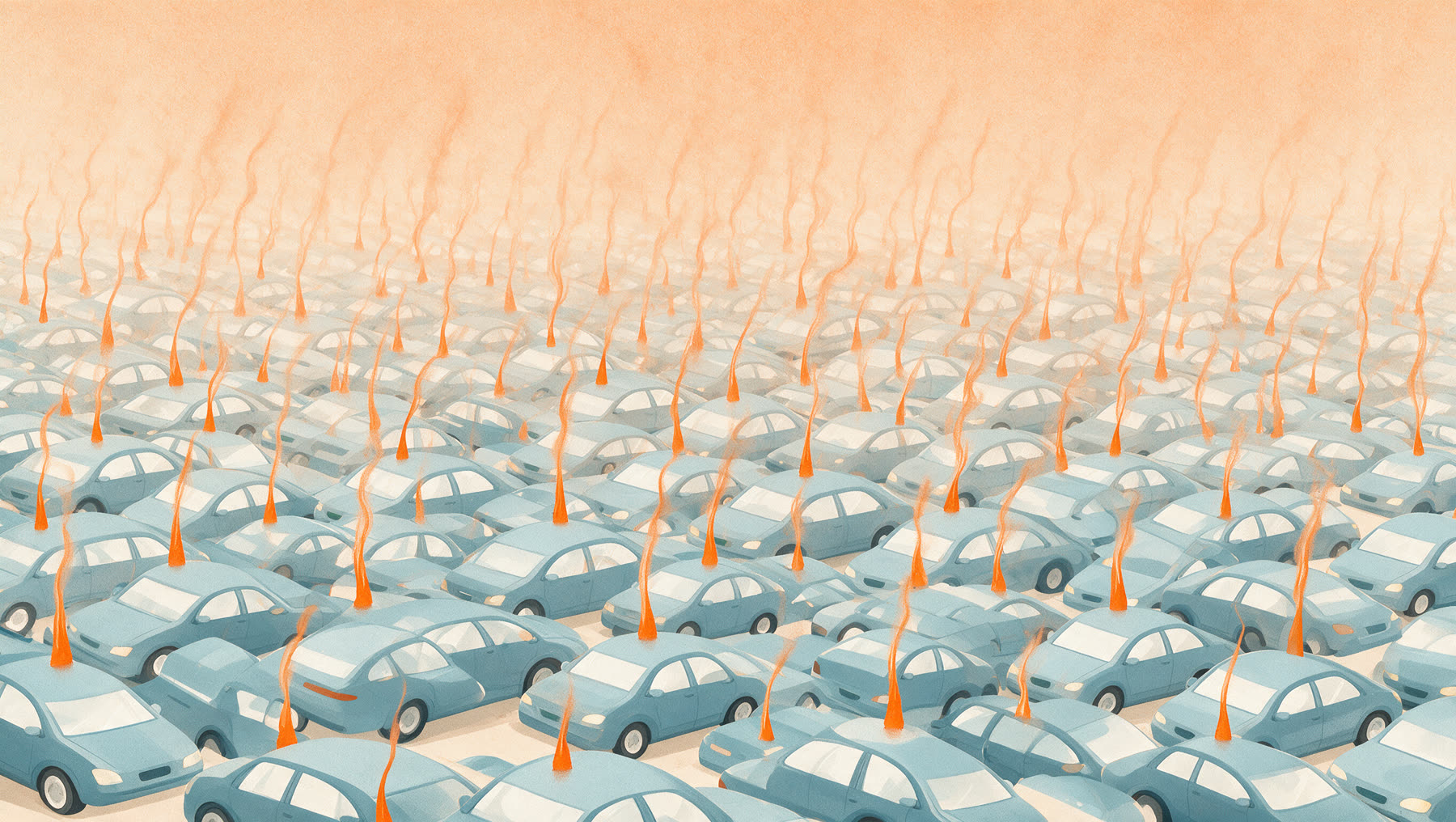 Editorial illustration of a large vehicle fleet